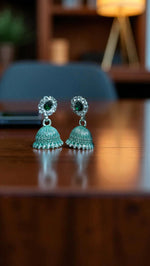 Traditional Jhumka Earrings with Stone Detail