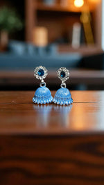 Traditional Jhumka Earrings with Stone Detail