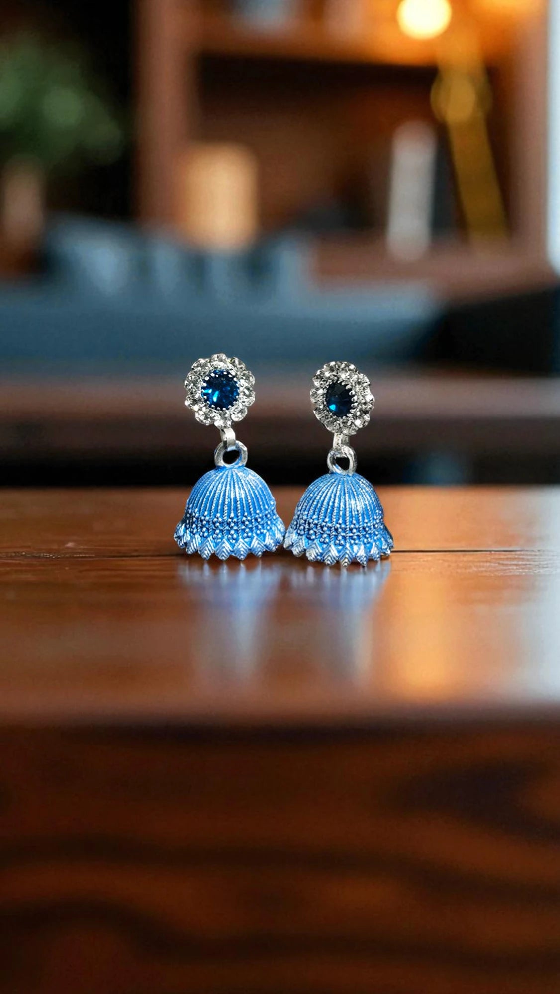 Traditional Jhumka Earrings with Stone Detail