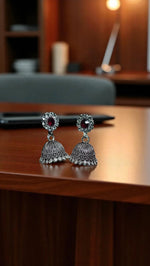Traditional Jhumka Earrings with Stone Detail