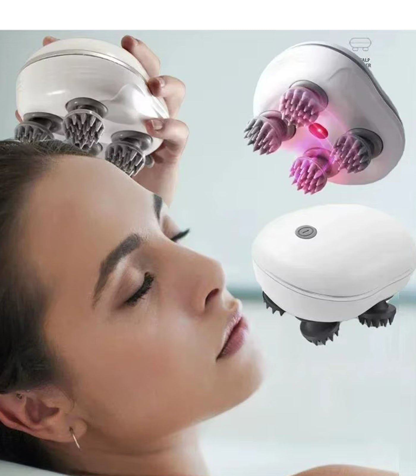 Head Massager with RedLight Therapy – Waterproof Scalp Care &amp; Relaxation Device