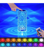 Crystal Rose Table Lamp – Color Touch Control LED Night Light, USB Rechargeable Romantic Diamond Atmosphere Light