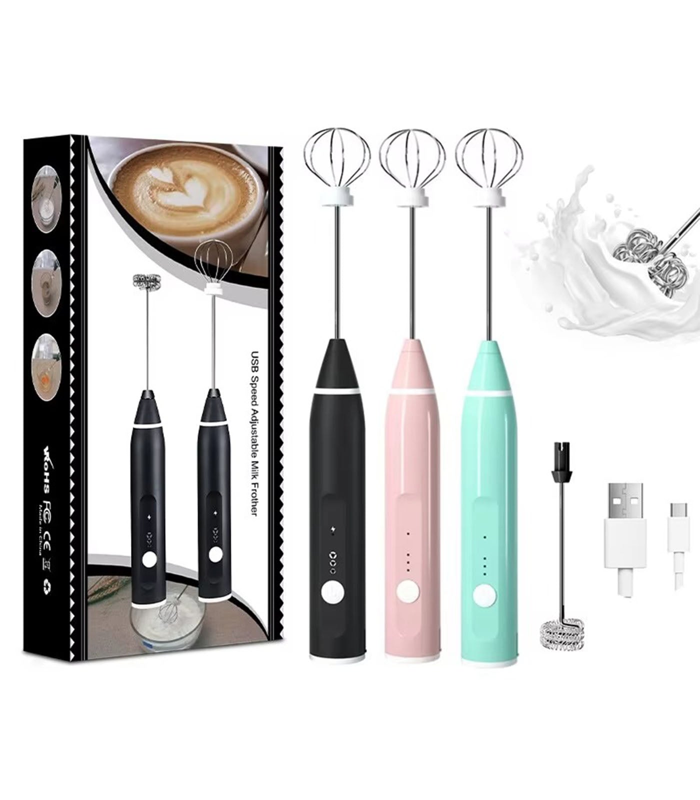 USB Rechargeable Handheld Milk Frother & Egg Beater – Portable Coffee Mixer & Shaker