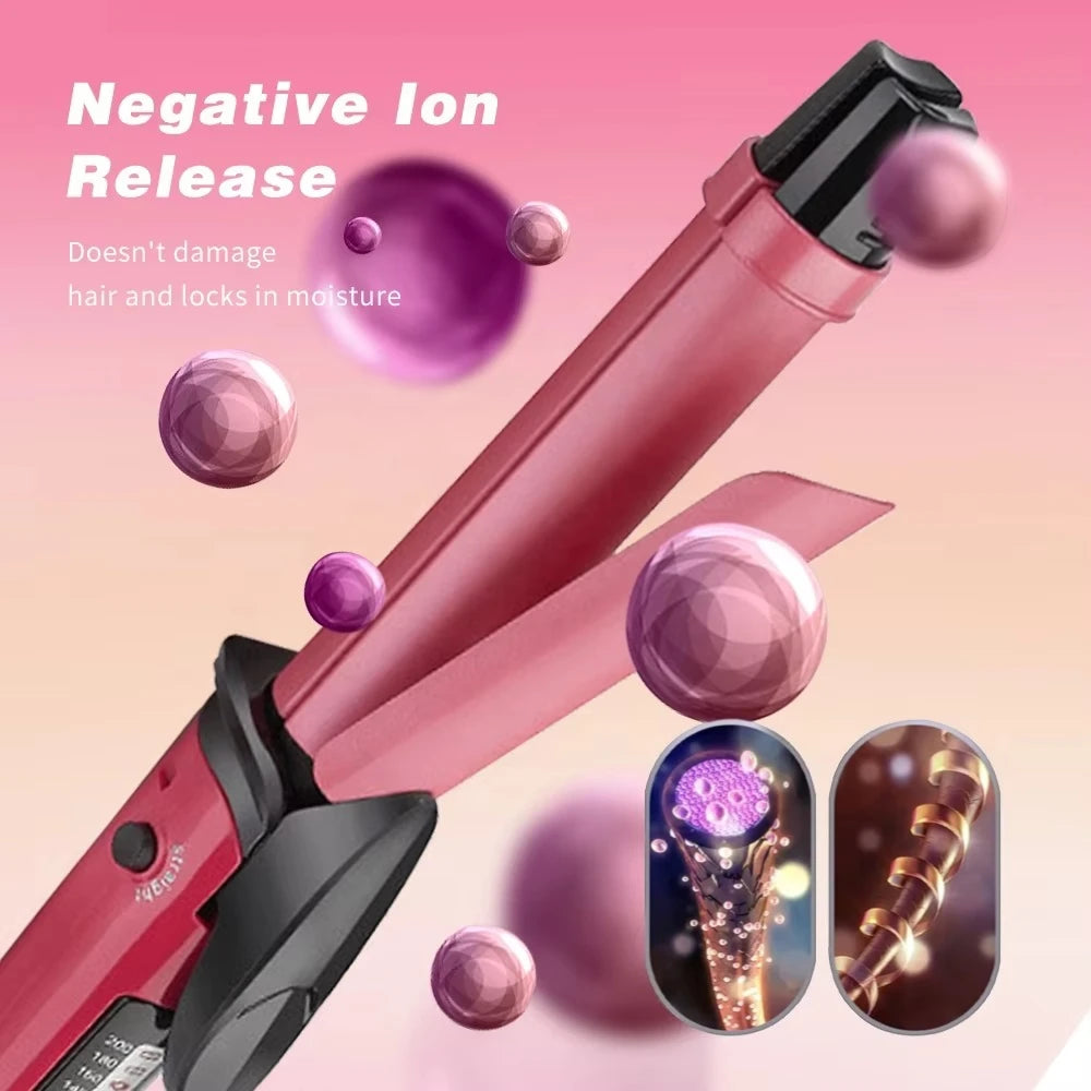 WAIKIL 2 in 1 Electric Spiral Curling Iron & Travel Hair Straightener – Professional Wavy Hair Styler for Women