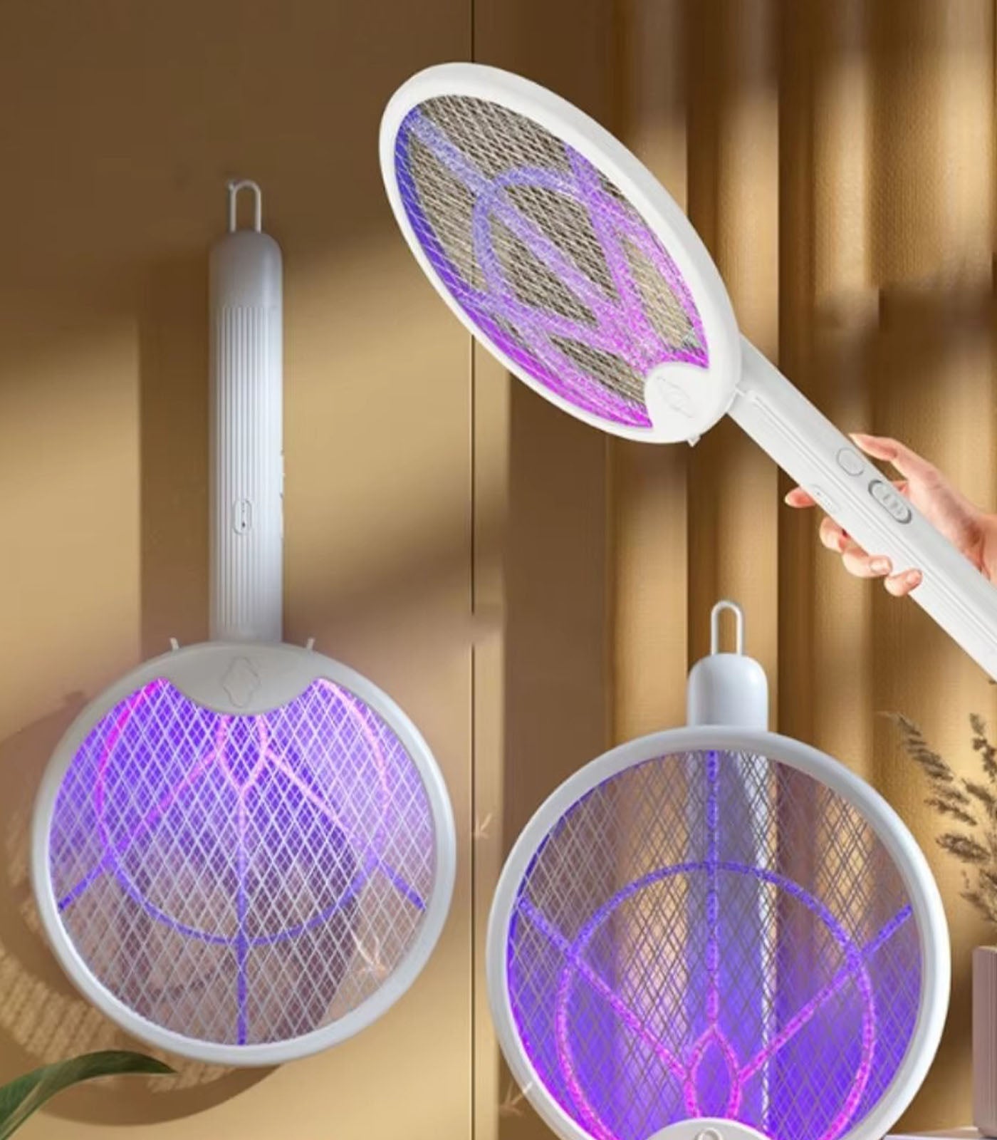 Wall-Mounted Foldable Mosquito Killer – Handheld &amp; Rotatable USB Charging Fly Swatter, Outdoor Anti-Mosquito Device