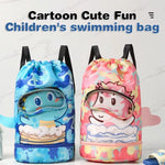 Kids Cartoon Swimming Bag | Waterproof Drawstring Beach & Pool Backpack with Wet/Dry Compartment