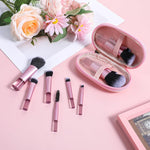 10-Piece Mini Portable Makeup Brush Set with Travel Storage Pouch – Soft Nylon Cosmetic Brushes
