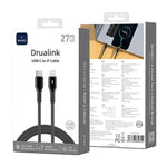 WiWU Drualink 27W USB-C to Lightning Fast Charging Cable – PD Fast Charge with LED Indicator (1M)