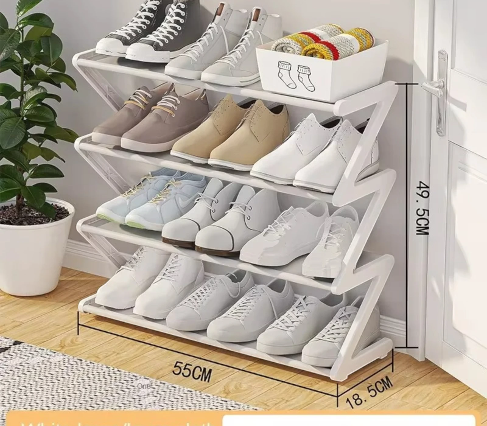 Z-Shaped Modern Shoe Rack | Multi-Layer Space-Saving Organizer | Stylish Open Shelf Shoe Storage