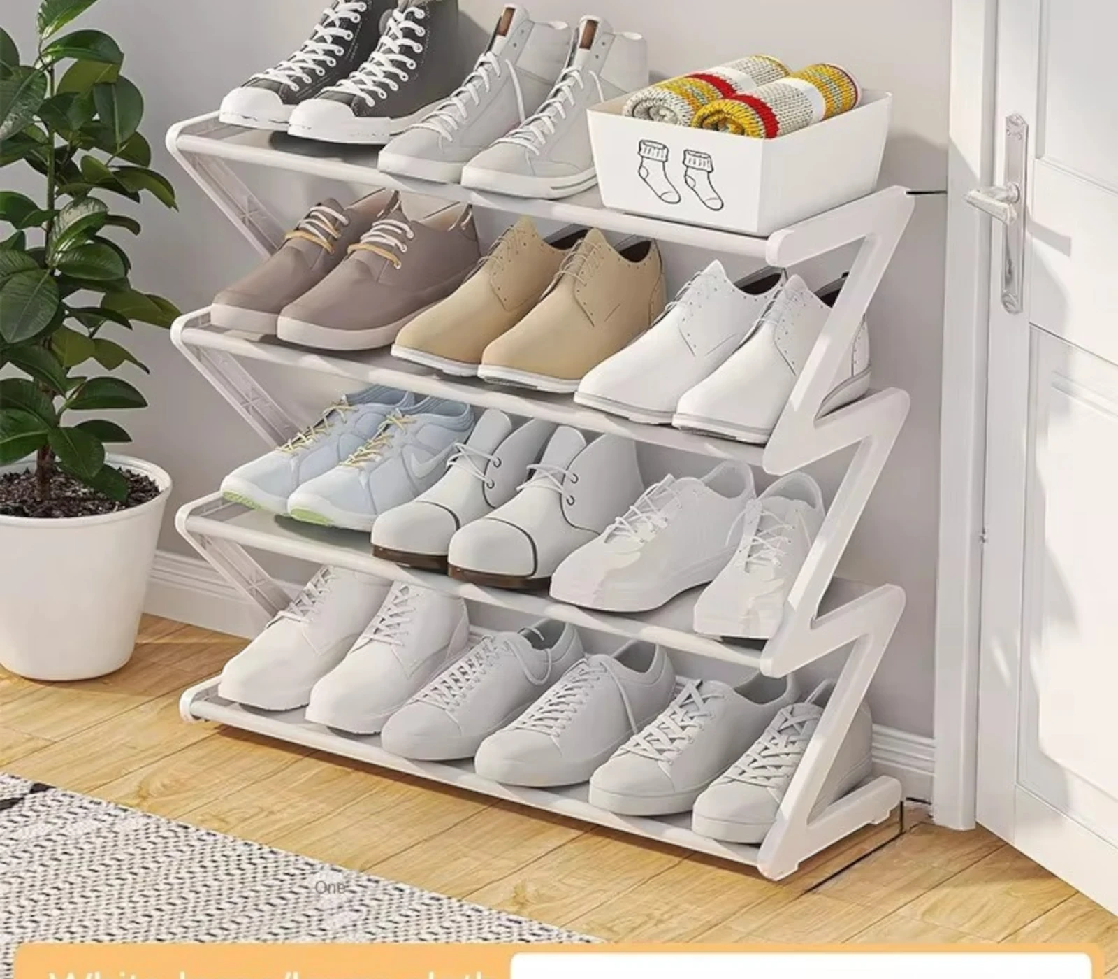 Z-Shaped Modern Shoe Rack | Multi-Layer Space-Saving Organizer | Stylish Open Shelf Shoe Storage