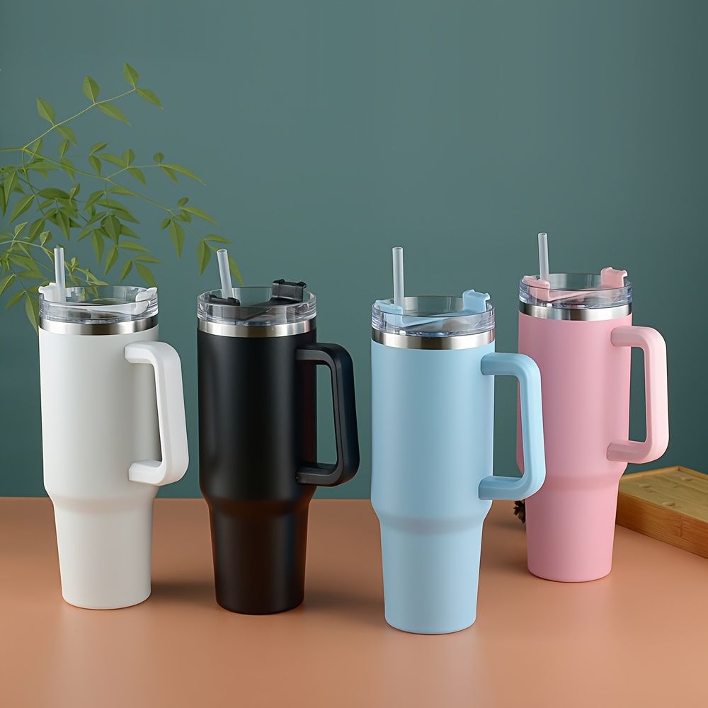 1200ml Stainless Steel Insulated Tumbler – Bingba / Stanley Thermal Cup with Handle & Straw
