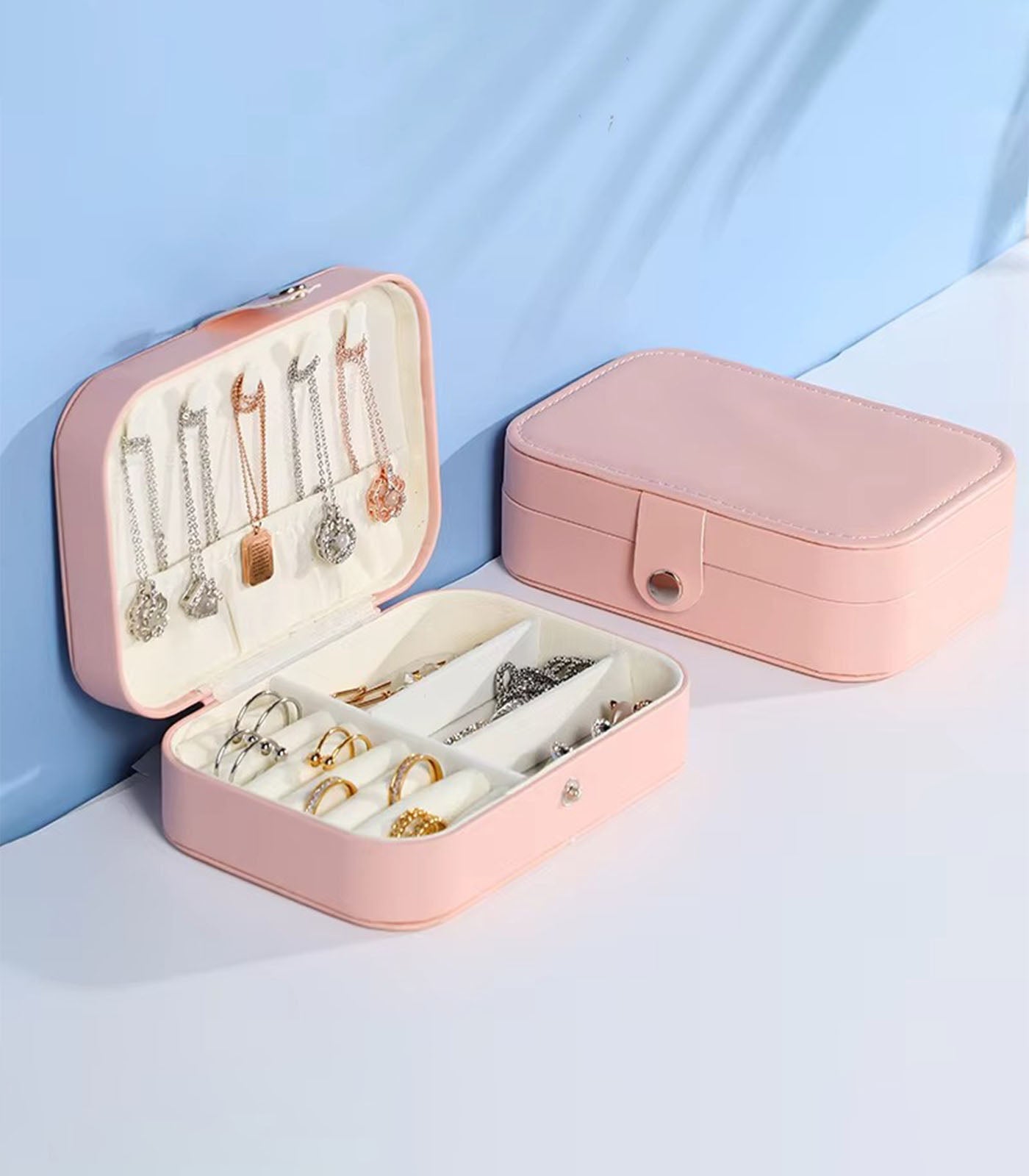 Portable Travel Jewelry Box - Jewelry Organizer & Display Rack