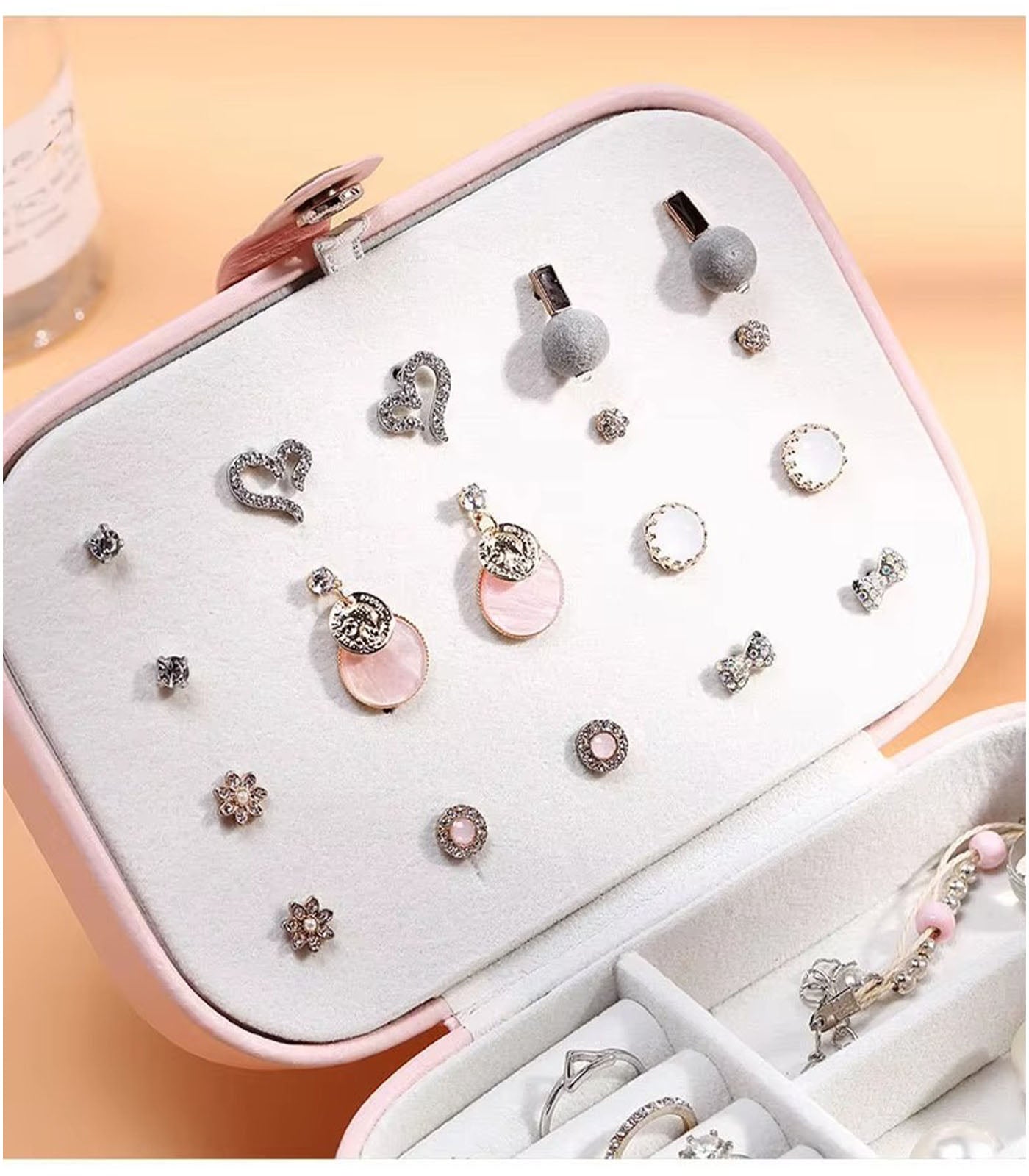 Portable Travel Jewelry Box - Jewelry Organizer & Display Rack