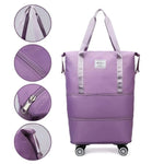 Expandable Travel Bag with Wheels – Large Capacity Waterproof Carry-On Duffel (Detachable Universal Wheels)
