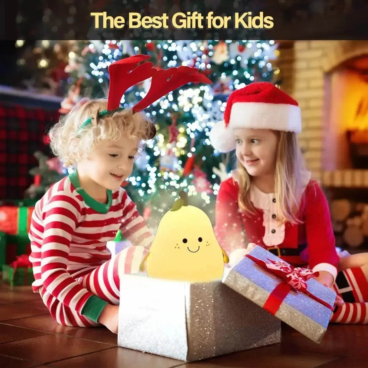 Rechargeable Pear Night Light – Super?Squishy Silicone Touch Lamp with 7?Color Dimmable LED