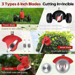 48V Cordless Grass Trimmer & Brush Cutter With Support Wheels — Telescopic Adjustable Electric Weed Cutter | Steel & Plastic Blades | Rechargeable