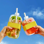 2-in-1 Ice Cube Tray Water Bottle – Summer Portable Ice Maker Cup with Straw