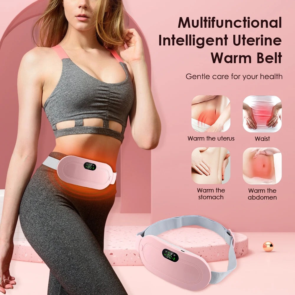 Electric Period Pain Relief Belt with Heat & Vibration – Rechargeable Menstrual Cramp Massager
