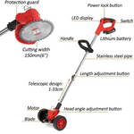 48V Cordless Grass Trimmer & Brush Cutter With Support Wheels — Telescopic Adjustable Electric Weed Cutter | Steel & Plastic Blades | Rechargeable