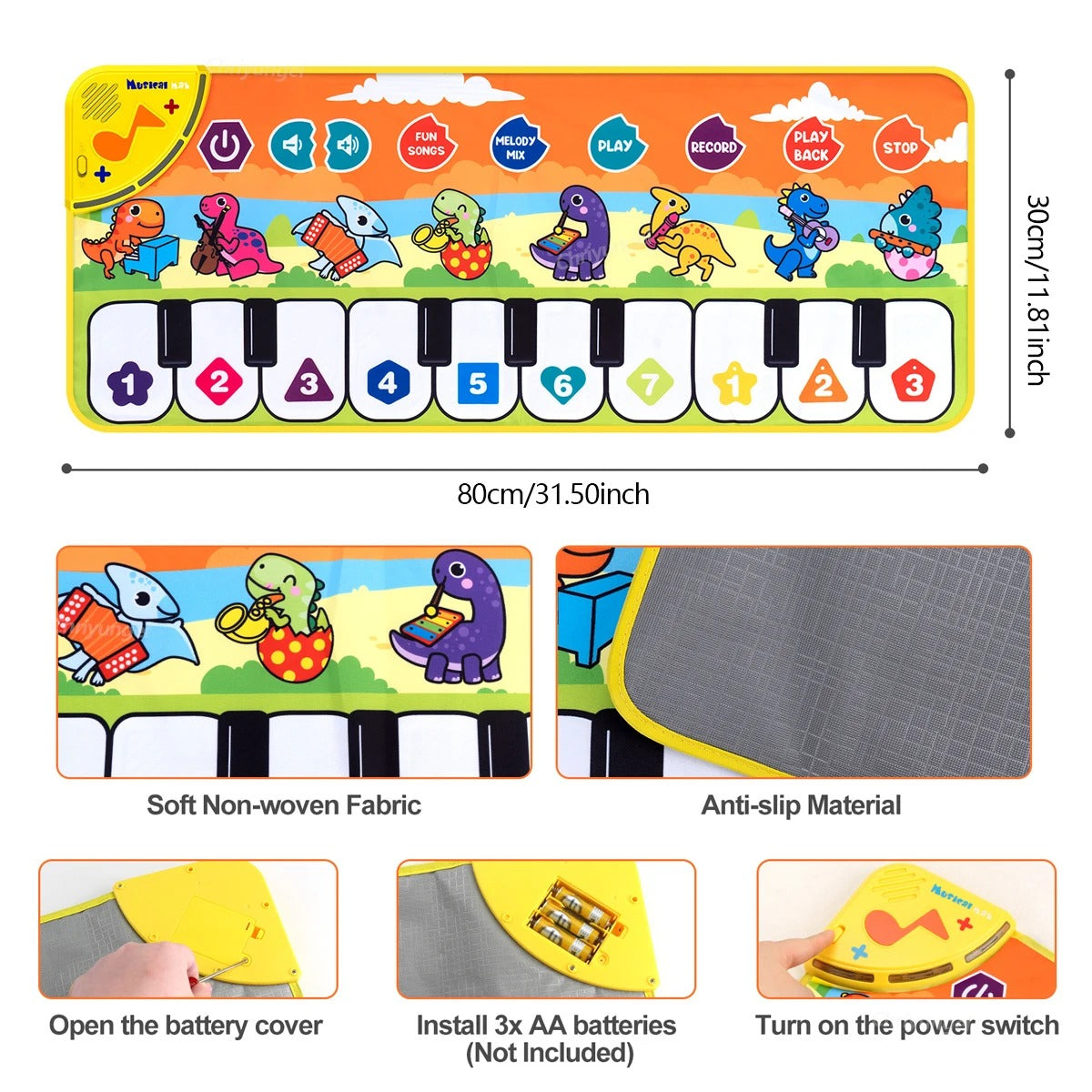 Kids Musical Piano Mat – Interactive Dance Floor Keyboard Toy for Toddlers (Learning & Play Music Mat)