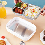 Electric Lunch Box for Car & Home – 2-in-1 Food Heater (12V/24V/220V) Portable Stainless Steel Lunch Box Set