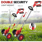 48V Cordless Grass Trimmer & Brush Cutter With Support Wheels — Telescopic Adjustable Electric Weed Cutter | Steel & Plastic Blades | Rechargeable
