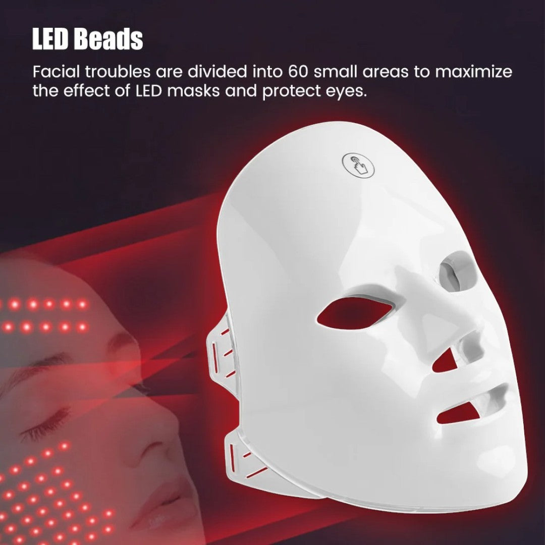 Rechargeable 7-Color LED Facial Mask – Photon Light Therapy Skin Rejuvenation & Face Lifting Beauty Device