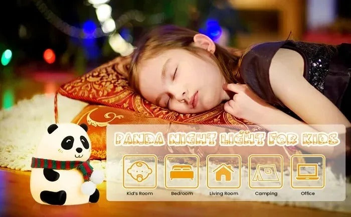 Cute Panda Silicone Night Light – Rechargeable Touch Sensor LED Bedside Lamp for Kids & Nursery