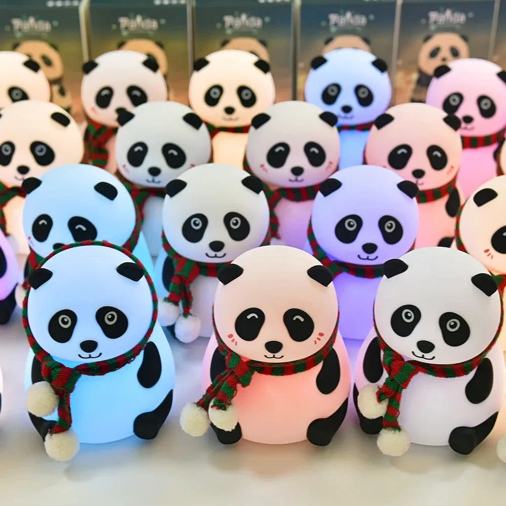 Cute Panda Silicone Night Light – Rechargeable Touch Sensor LED Bedside Lamp for Kids & Nursery