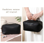 Large Capacity Travel Makeup Bag – Waterproof PU Leather Cosmetic Organizer for Women with Handle & Zipper