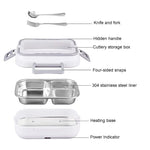 Electric Lunch Box for Car & Home – 2-in-1 Food Heater (12V/24V/220V) Portable Stainless Steel Lunch Box Set