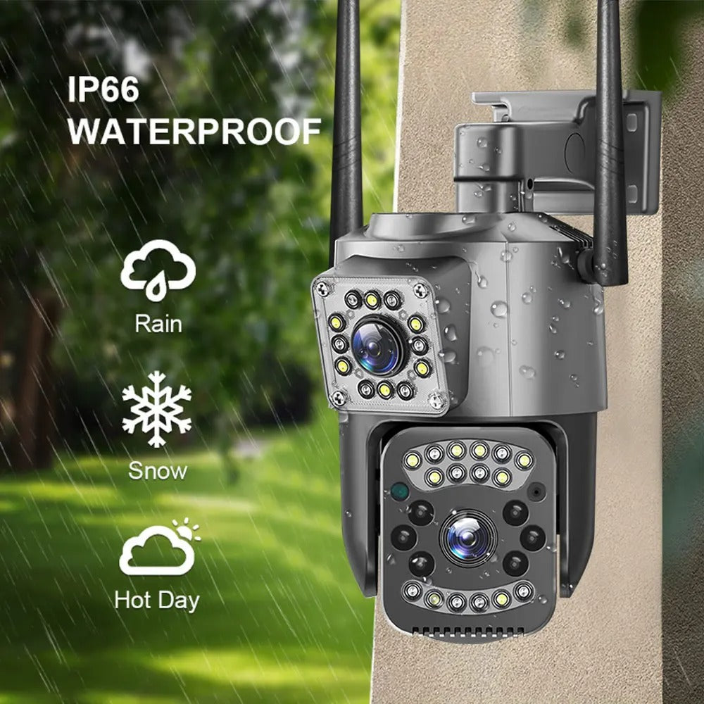 4MP Dual Lens WiFi Security Camera – Outdoor PTZ CCTV with Night Vision, AI Motion Detection & Mobile App (V380 Pro)