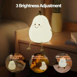 Rechargeable Pear Night Light – Super?Squishy Silicone Touch Lamp with 7?Color Dimmable LED