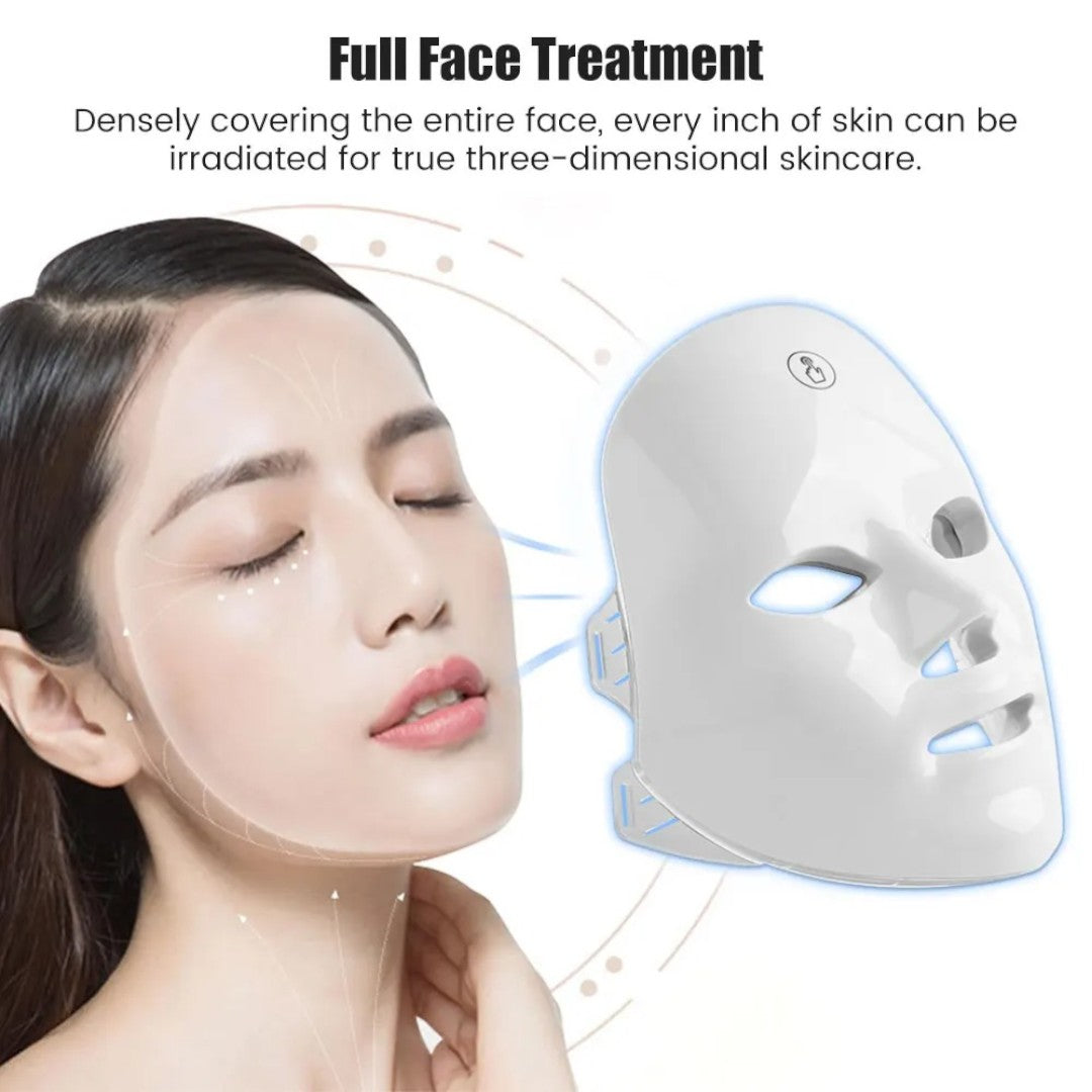 Rechargeable 7-Color LED Facial Mask – Photon Light Therapy Skin Rejuvenation & Face Lifting Beauty Device