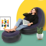 Lazy Inflatable Lounge Chair with Foot Stool – Portable Air Sofa for Living Room & Bedroom