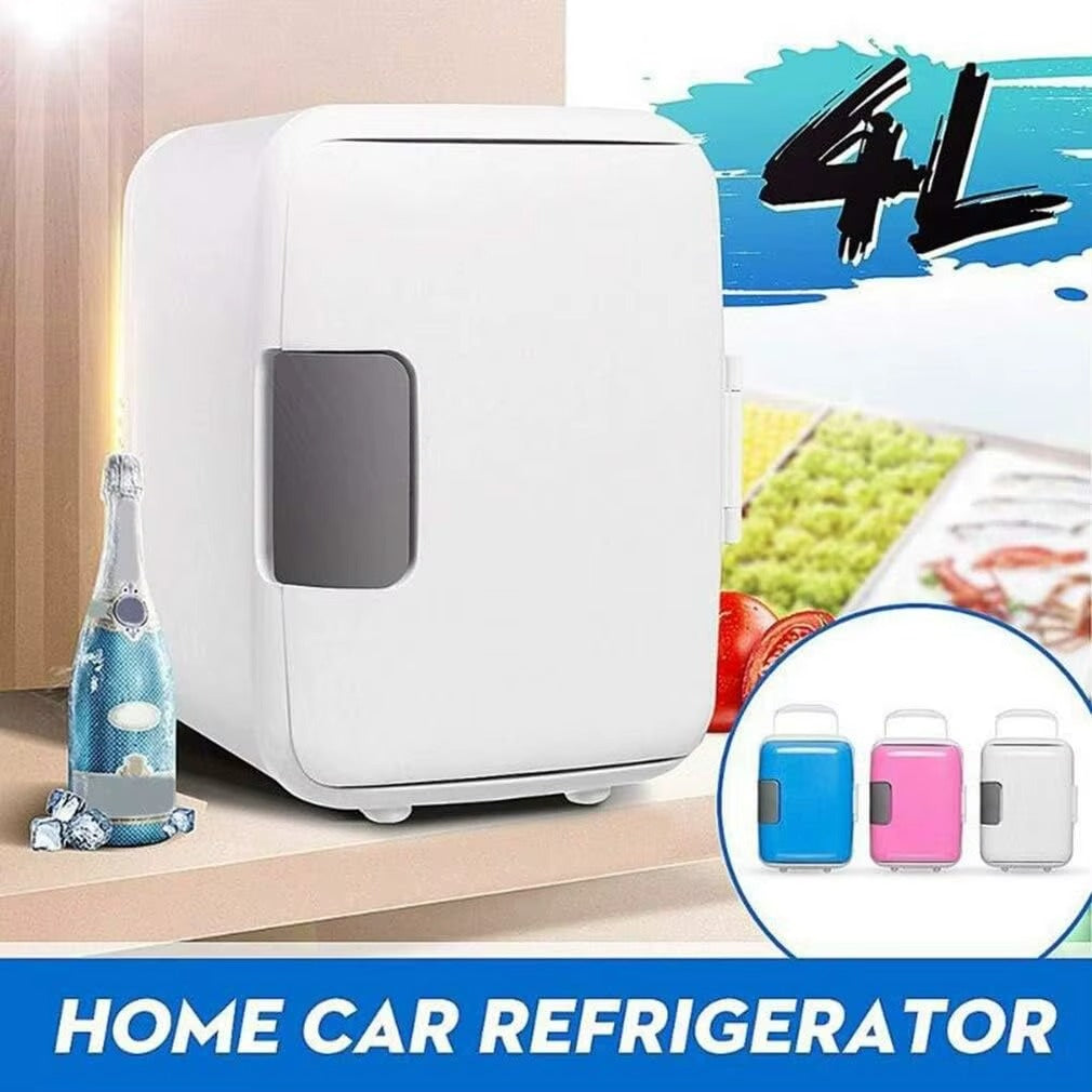 Portable Mini Car Fridge 4L - Compact Cooler & Warmer for Drinks, Skincare & Travel