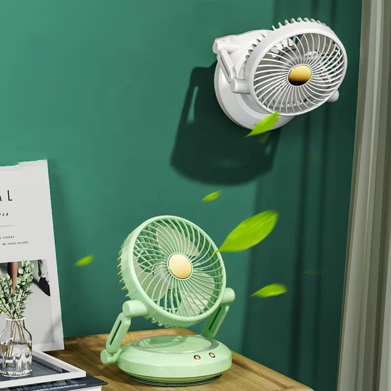 USB Rechargeable Mini Folding Fan – 2400mAh Portable Table Fan with Night Light