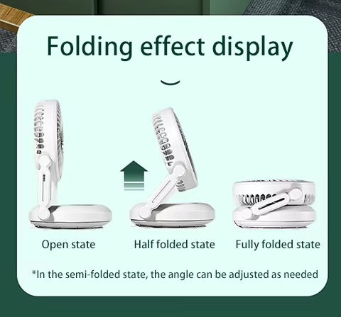 USB Rechargeable Mini Folding Fan – 2400mAh Portable Table Fan with Night Light