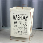 Foldable Laundry Basket with Iron Frame – Waterproof Clothes Storage Organizer (Large Capacity)