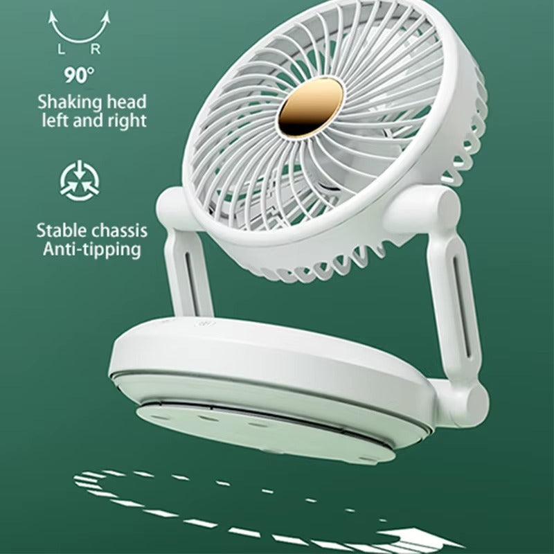 USB Rechargeable Mini Folding Fan – 2400mAh Portable Table Fan with Night Light