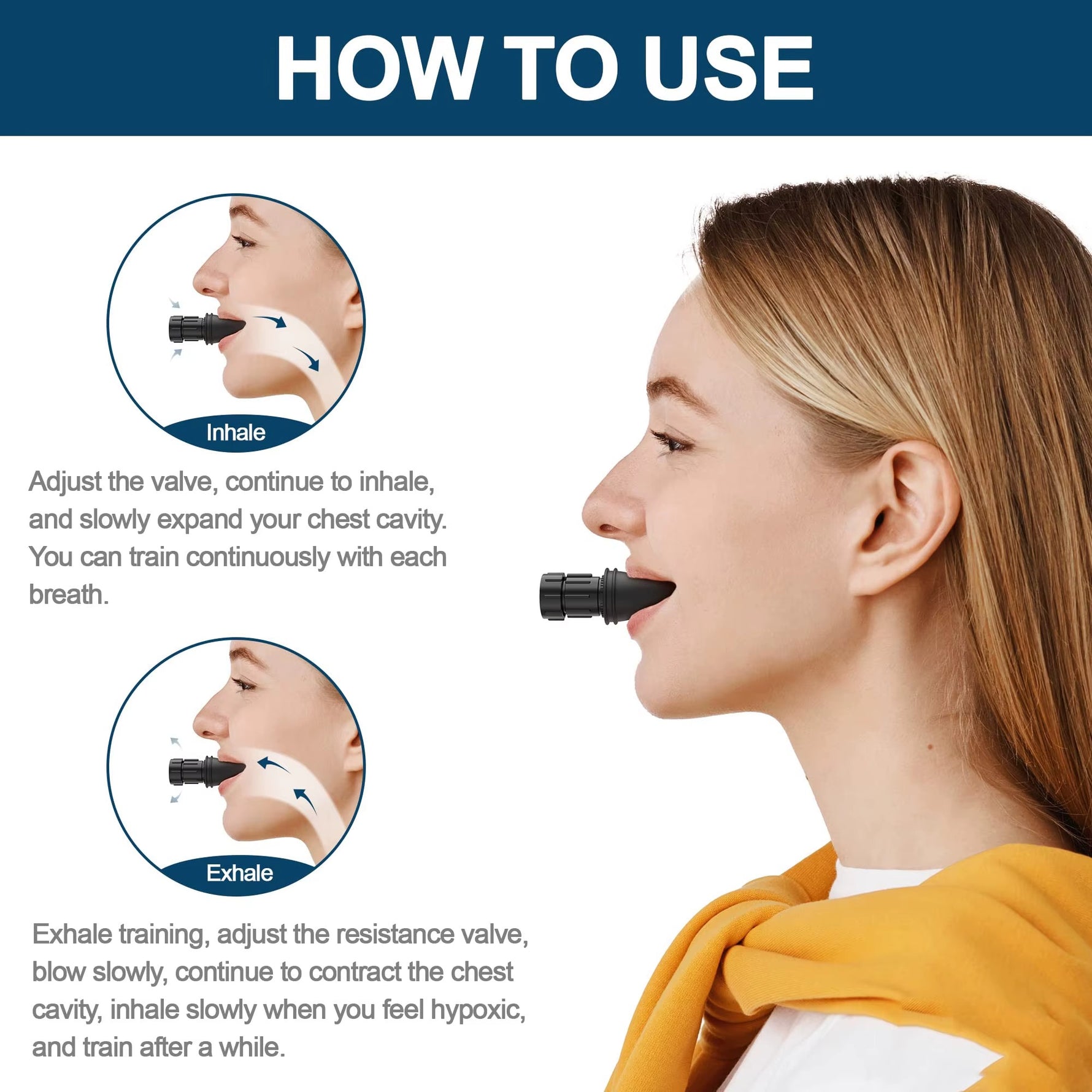 Adjustable Lung Capacity Breathing Trainer – Inspiratory & Expiratory Muscle Exercise Device