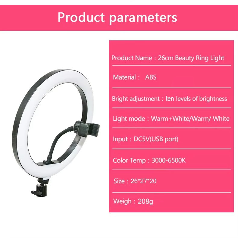 10-Inch LED Ring Light with Tripod & Remote – Dimmable Selfie & Video Light