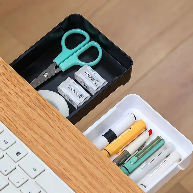 Under Desk Hidden Storage Drawer – Self-Adhesive Desk Organizer for Stationery, Accessories & Home Office Storage