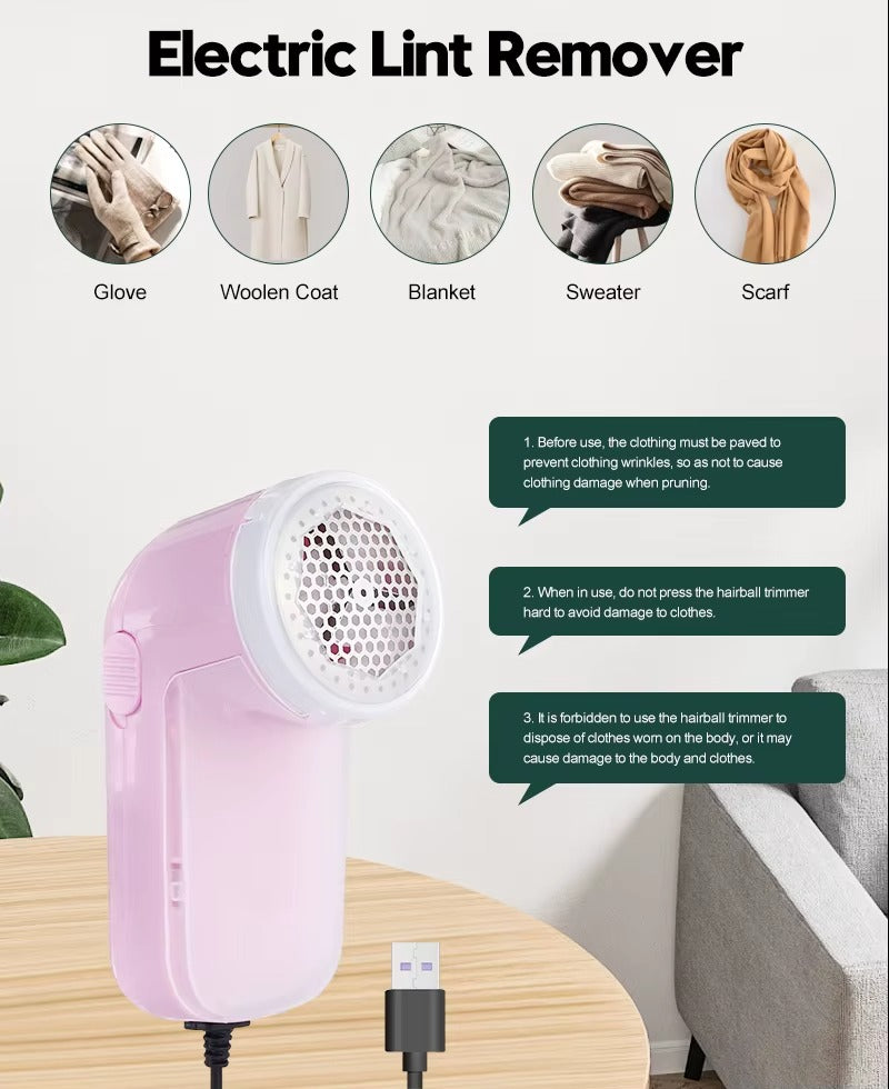 Electric Lint Remover for Clothes – Portable Fabric Shaver with 3-Blade System (USB Rechargeable)