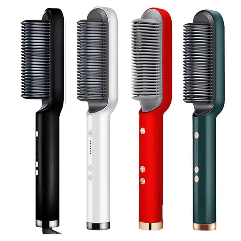 2-in-1 Ceramic Hot Comb Hair Straightener Brush – Negative Ion Electric Styling Comb