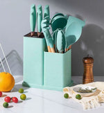 19-Piece Silicone Kitchen Utensil Set – Non-Stick Cooking Tools with Wooden Handles & Storage Holder
