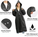 Waterproof Rain Poncho with Hood – Reusable Lightweight EVA Raincoat