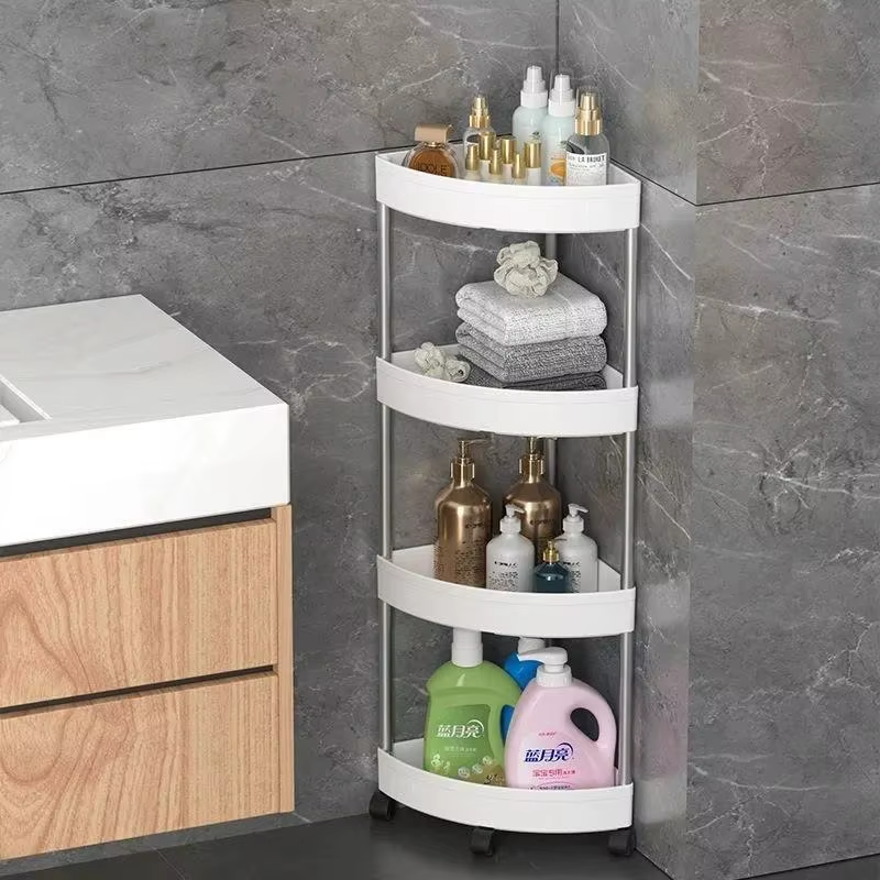 Slim Rolling Storage Cart – 4 Tier Corner Organizer with Wheels