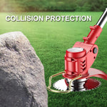 48V Cordless Grass Trimmer & Brush Cutter - 2 Batteries, Support Wheels, Steel & Plastic Blades | Rechargeable Garden Tool