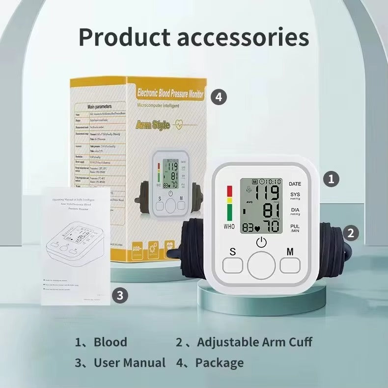 Digital Upper Arm Blood Pressure Monitor – Automatic BP Machine with LCD Display
